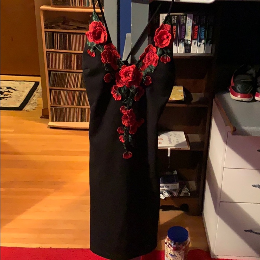 Black dress with roses